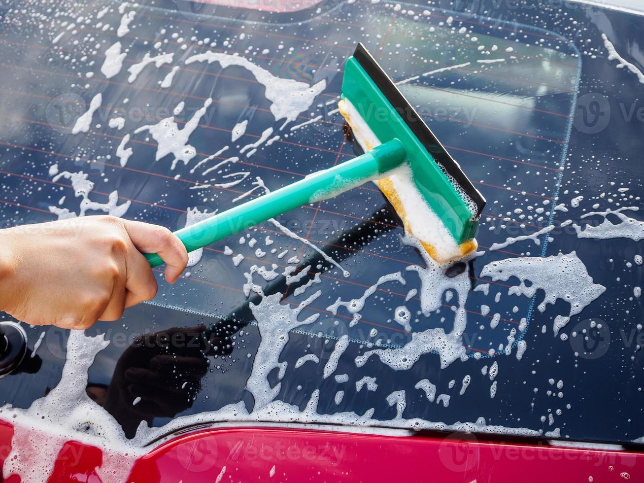 gros plan de lavage de voiture photo