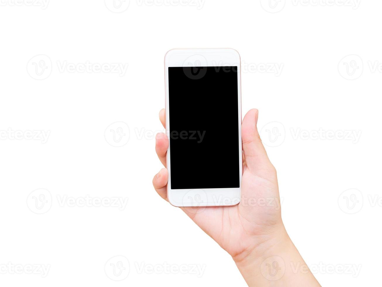 main féminine isolée tenant un téléphone portable photo
