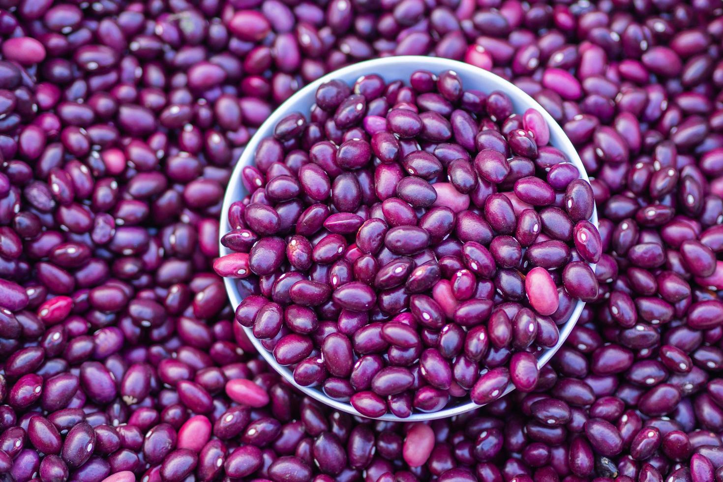 gros plan de grains de haricot rouge à vendre sur le marché photo