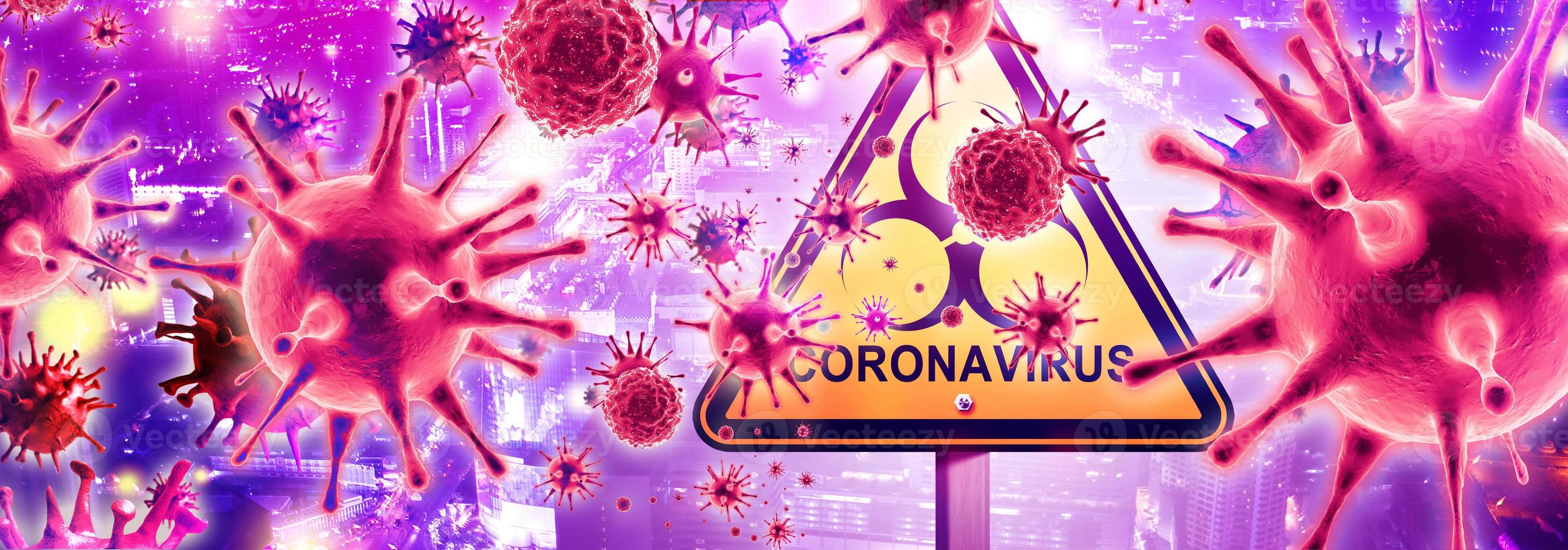 arrière-plan du virus corona, concept de risque pandémique. illustration 3d photo