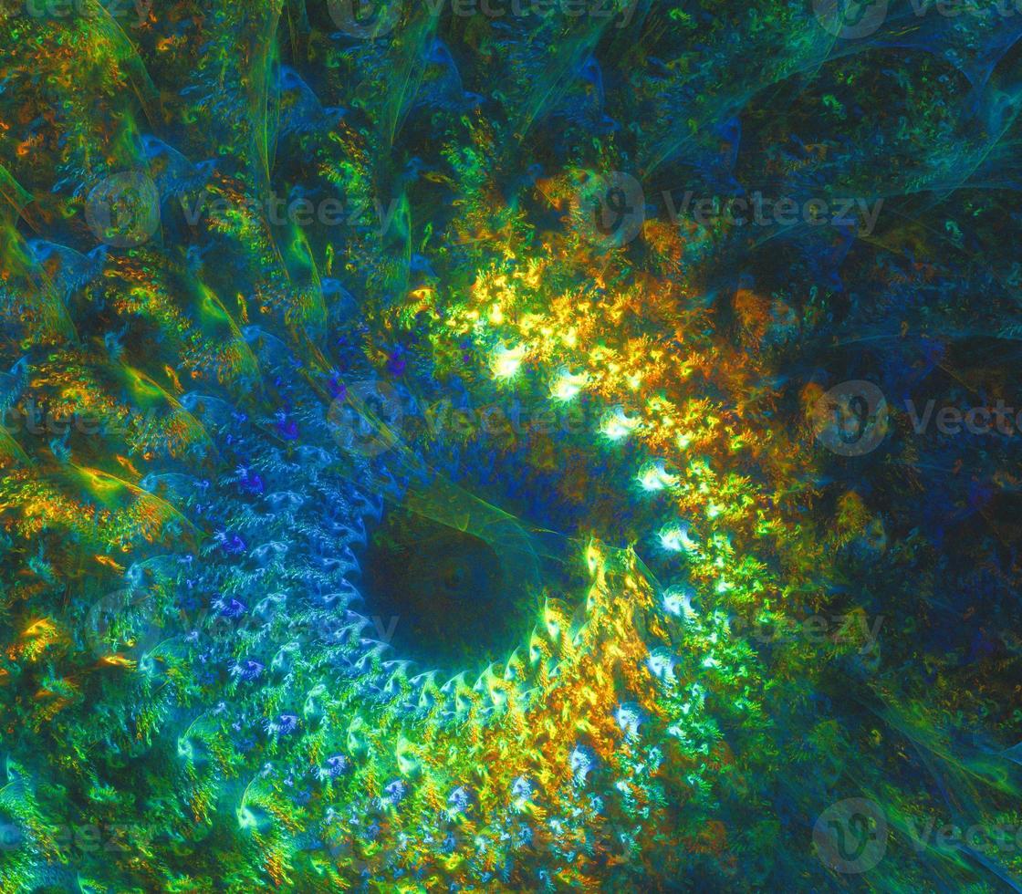 arrière-plan abstrait d'art fractal, évocateur d'astronomie et de nébuleuse. illustration fractale générée par ordinateur art en spirale photo