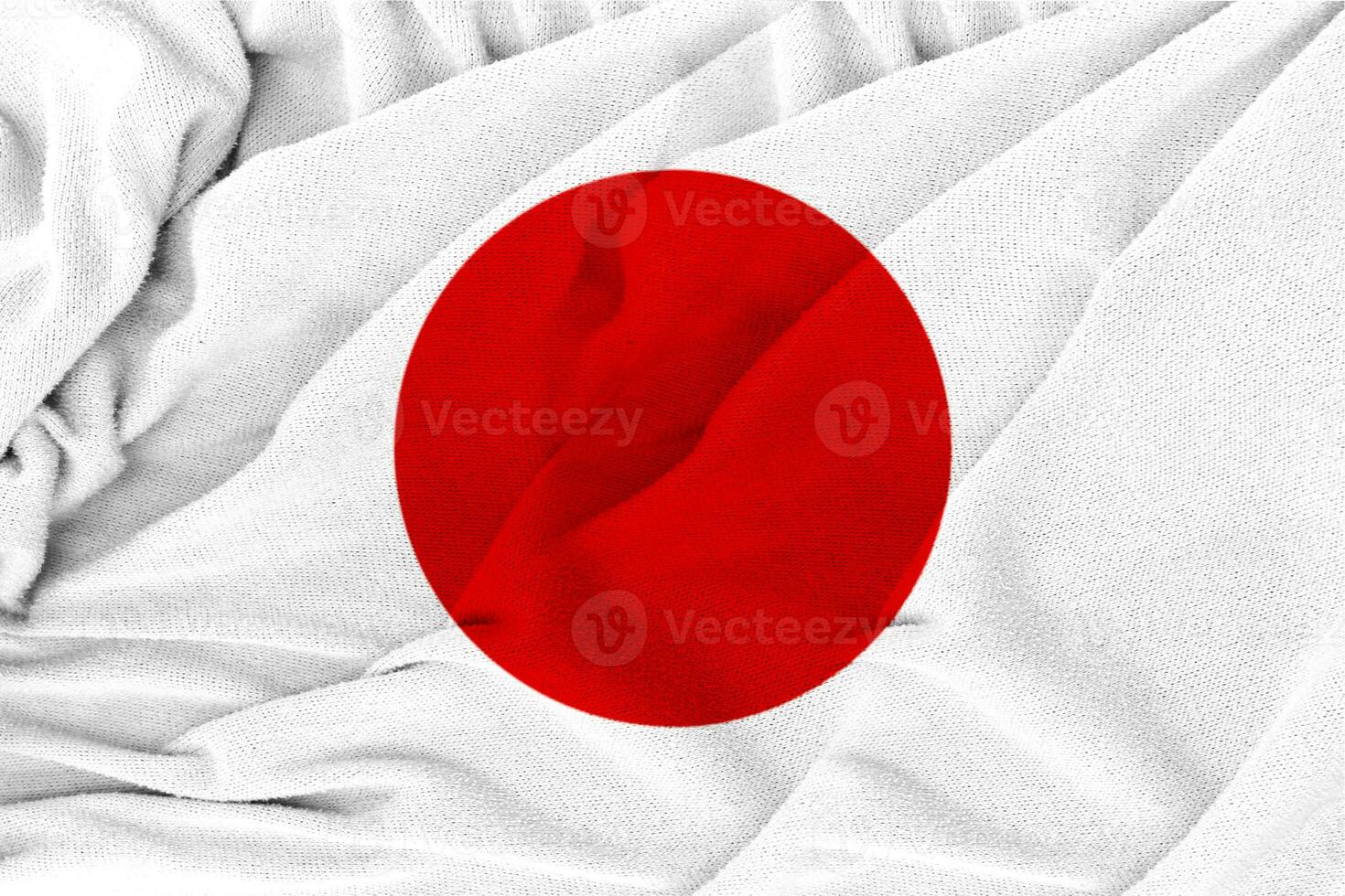 tissu texture ondulée drapeau national du japon. photo