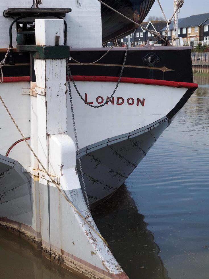 Faversham, Kent, UK, 2014. vue rapprochée de la barge à voile thames restauré cambria photo