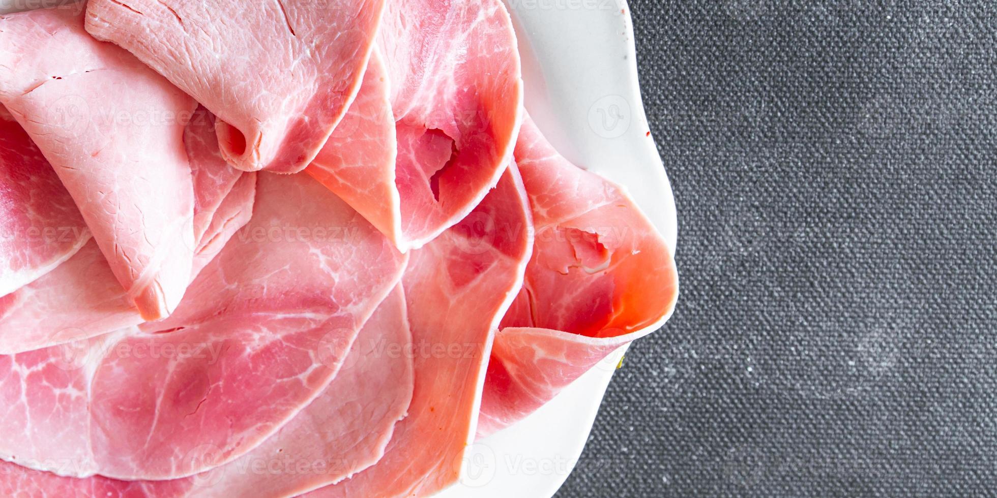 jambon porc tranche viande apéritif frais sain repas nourriture collation régime alimentaire sur la table copie espace nourriture photo