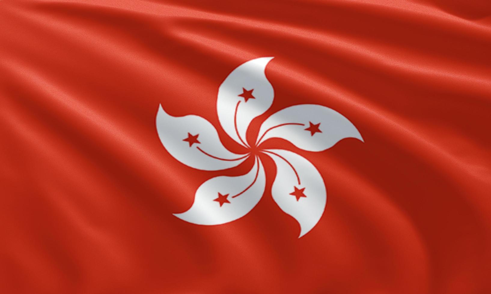 gros plan agitant le drapeau de hong kong photo