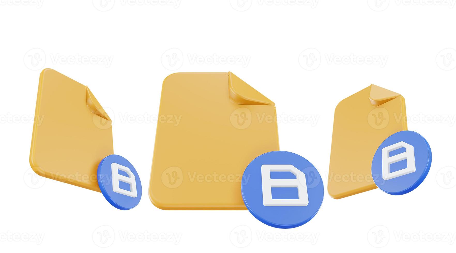 icône de sauvegarde de fichier de rendu 3d avec papier de fichier orange et sauvegarde bleue photo
