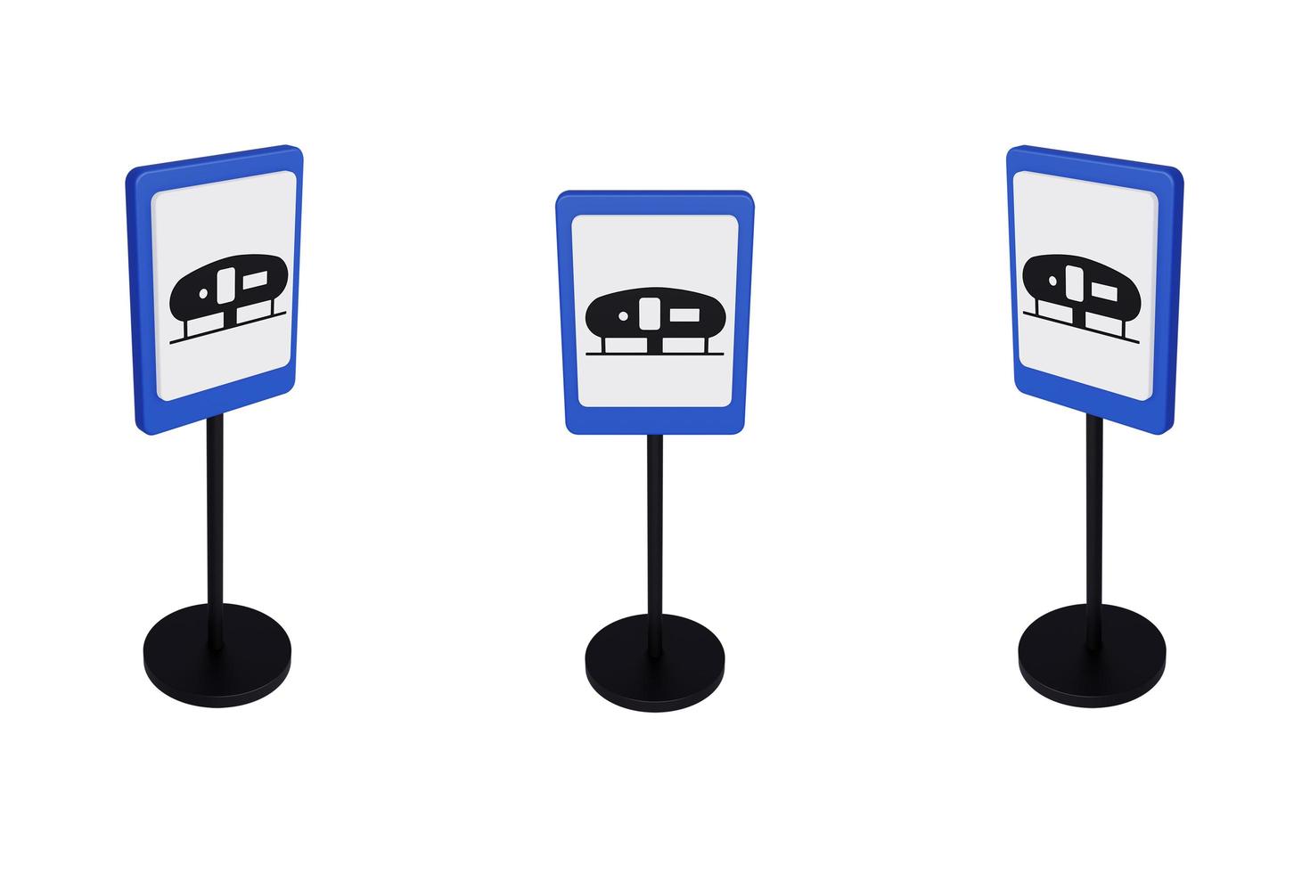 Illustration de rendu 3d des panneaux de signalisation du camp de caravanes photo