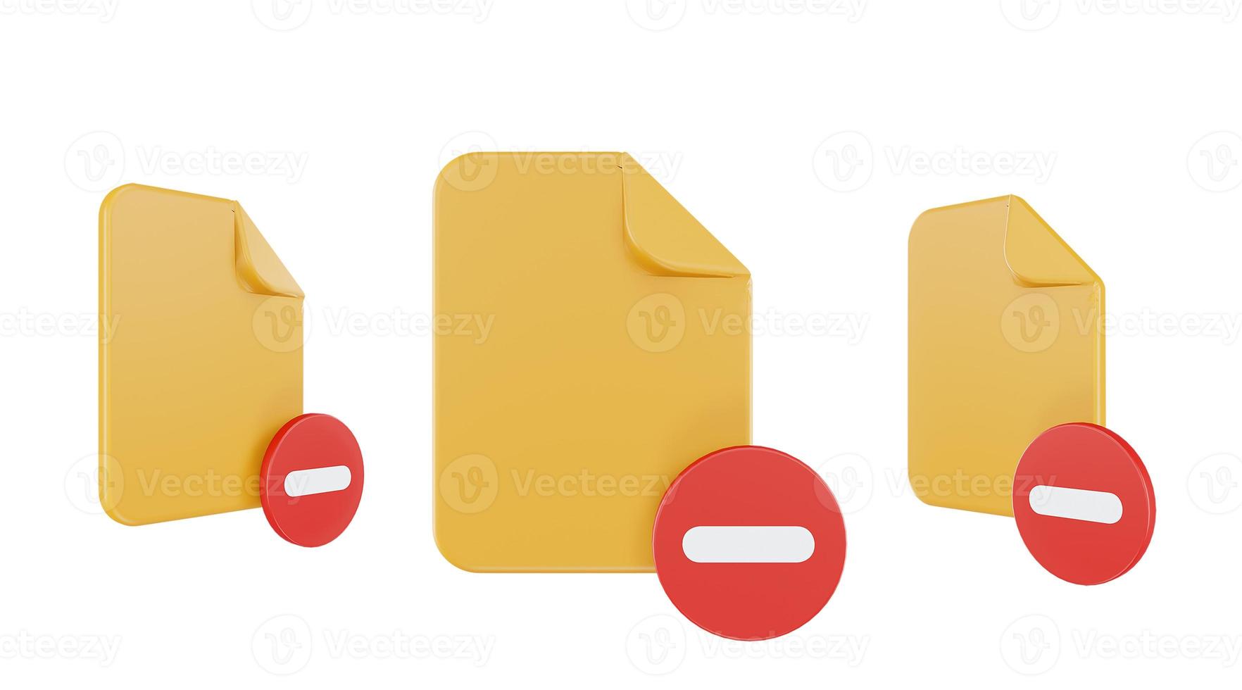 icône de soustraction de fichier de rendu 3d avec papier de fichier orange et soustraction rouge photo