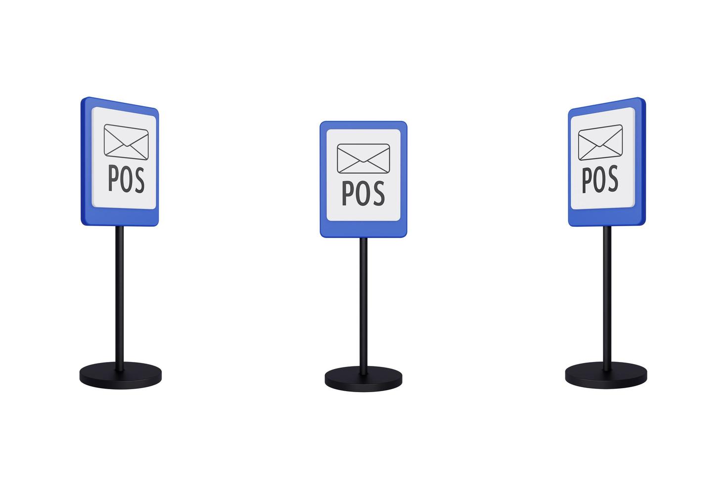 Rendu 3d illustration des panneaux de signalisation du bureau de poste photo