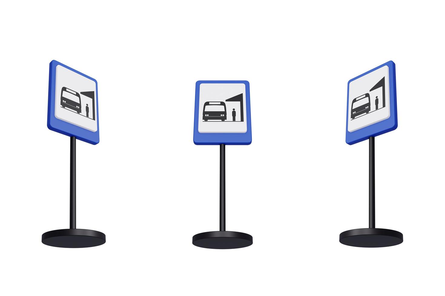 Illustration de rendu 3d des panneaux de signalisation du terminal de bus photo