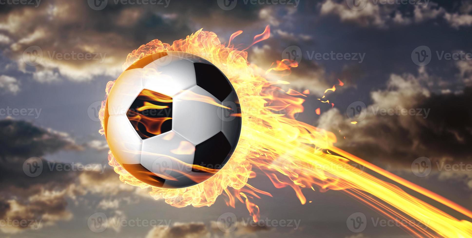 ballon de football en flammes de feu photo