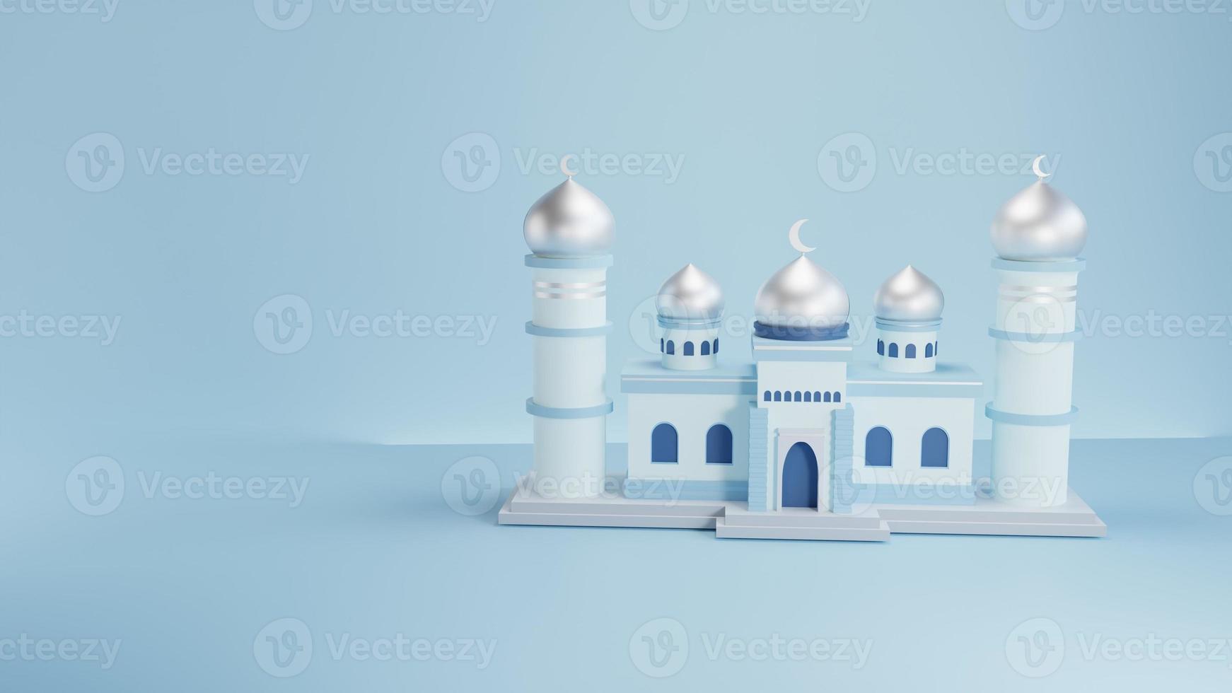 Rendu 3D de la mosquée. parfait pour l'arrière-plan, la page de destination, le web, l'affiche, etc. photo