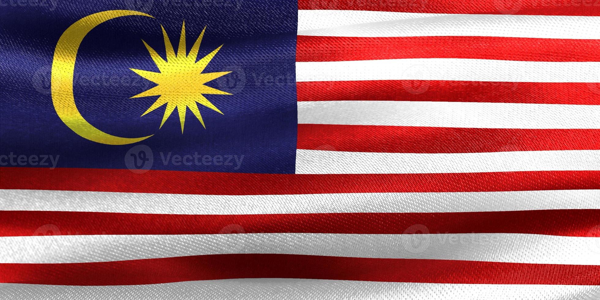 Illustration 3d d'un drapeau malaisien - drapeau en tissu ondulant réaliste photo