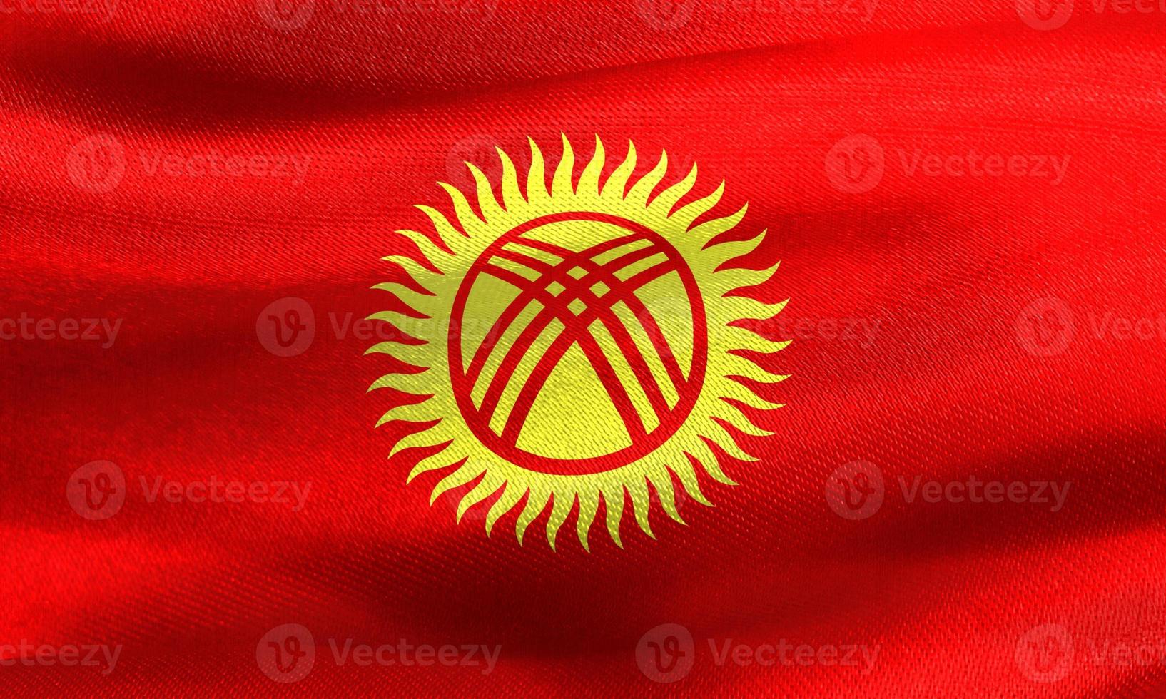 3d-illustration d'un drapeau du kirghizistan - drapeau en tissu ondulant réaliste photo