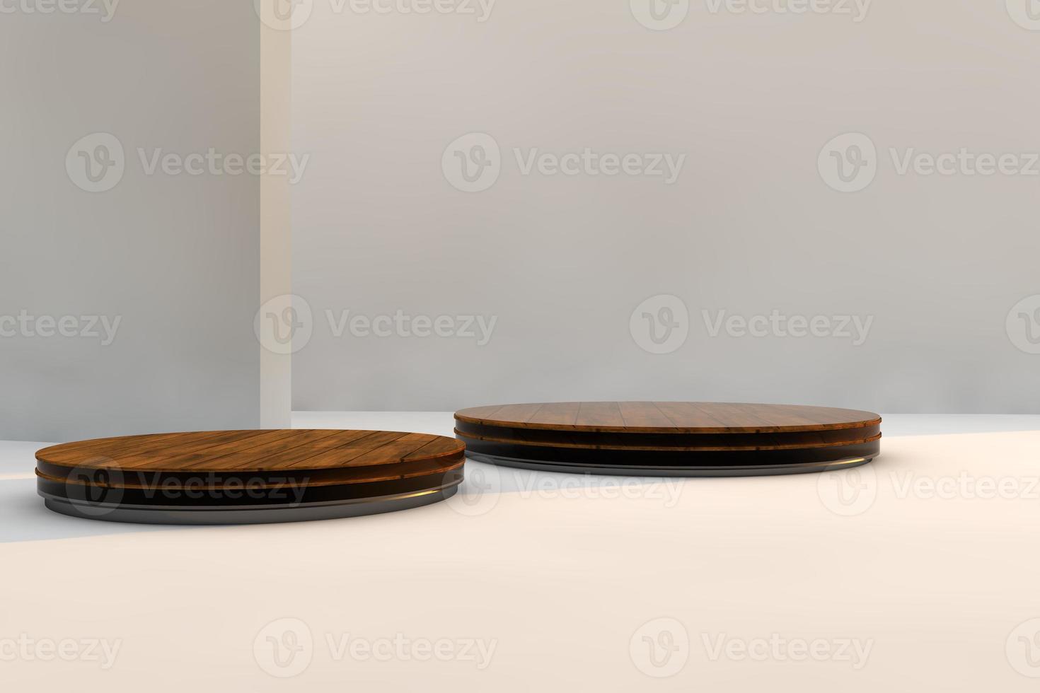 podium en bois moderne sur studio blanc photo