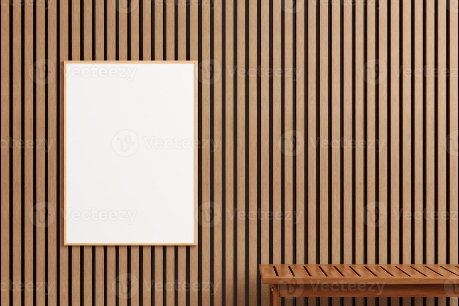 affiche en bois verticale moderne et minimaliste ou maquette de cadre photo sur le mur extérieur en bois. rendu 3d.