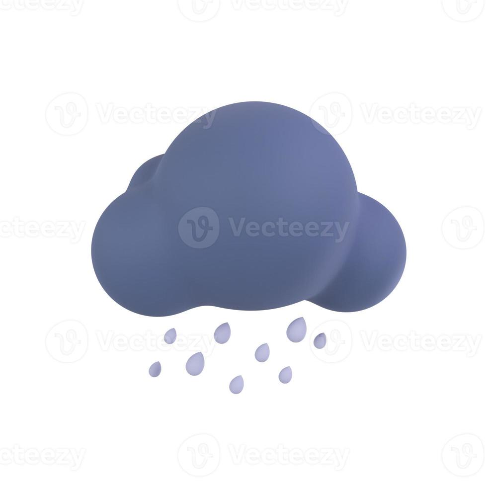 icône de prévision météo nuages de nuit avec pluie. Illustration 3D. photo