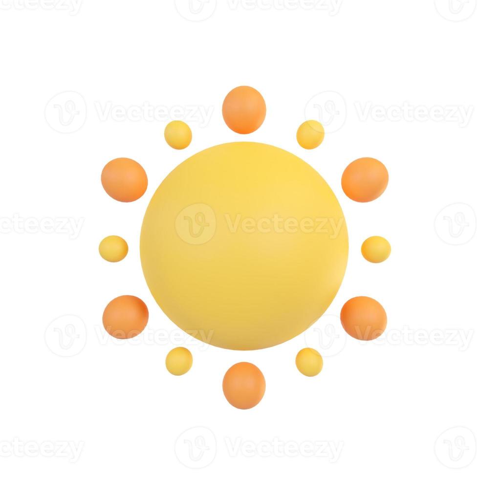 soleil circulaire du matin émettant une lumière orange autour. Illustration 3D. photo