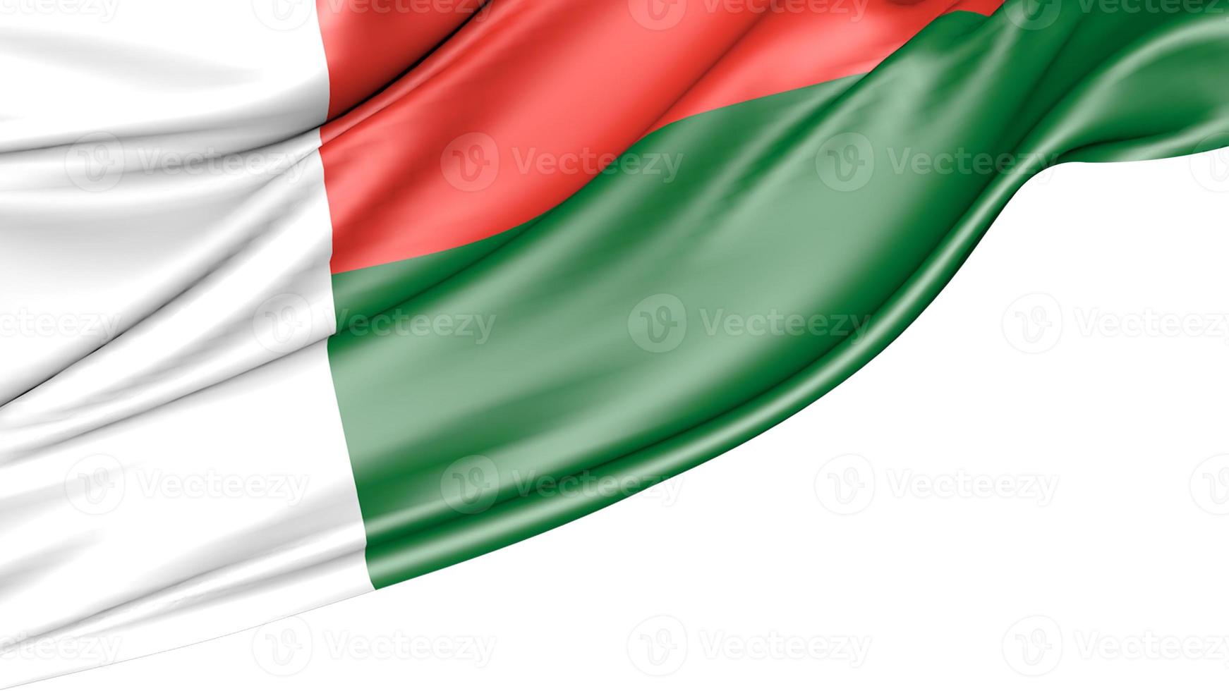 drapeau madagascar isolé sur fond blanc, illustration 3d photo