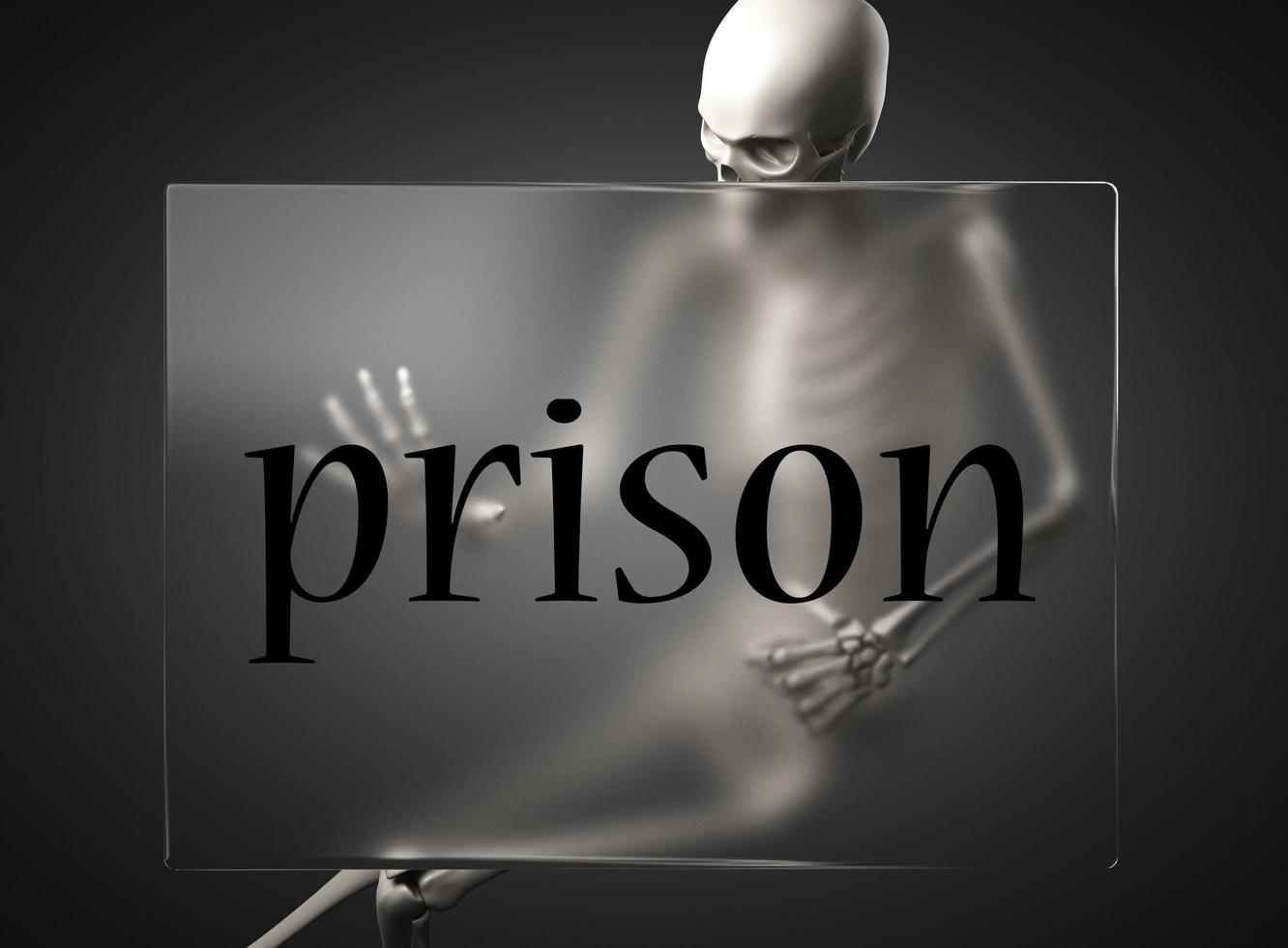 mot de prison sur verre et squelette photo