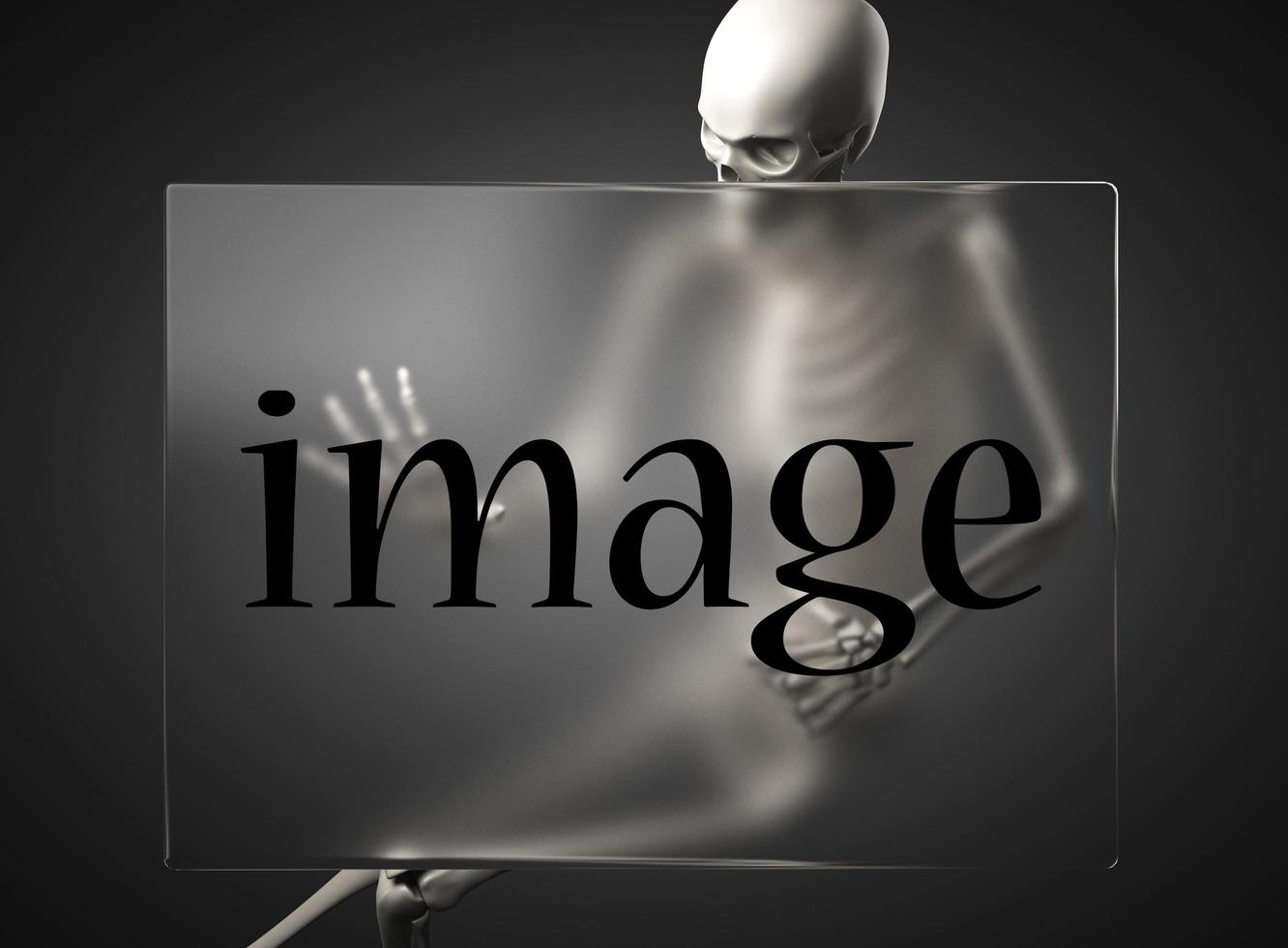 mot image sur verre et squelette photo