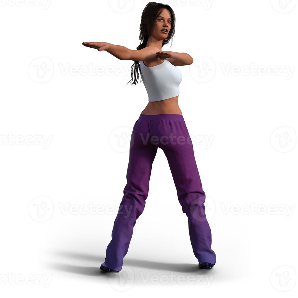 femme pratiquant le sport dans des vêtements décontractés en illustration 3d photo