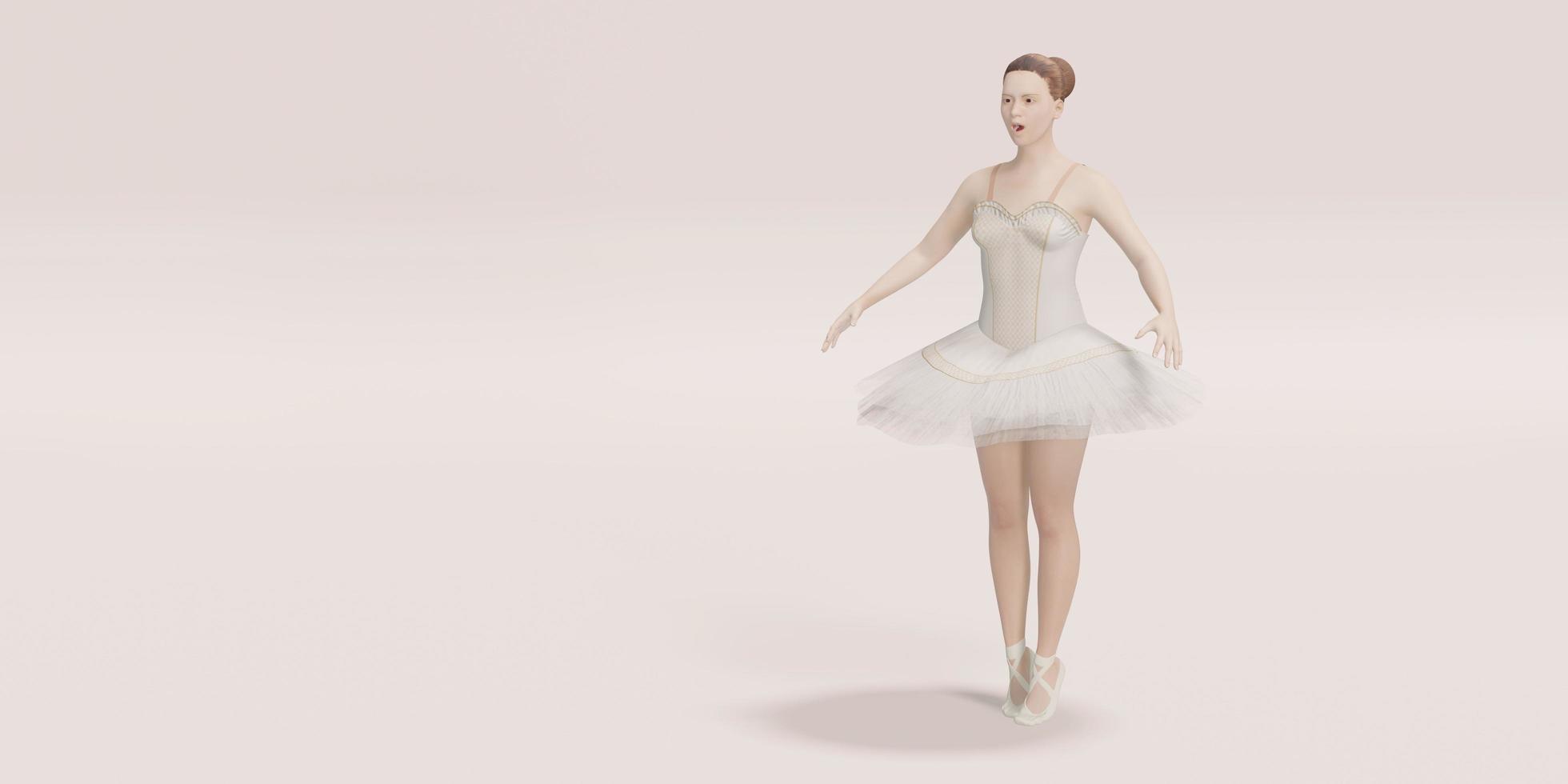 danseuse de ballet modèle féminin dansant sur une scène de couleur pastel illustration 3d photo