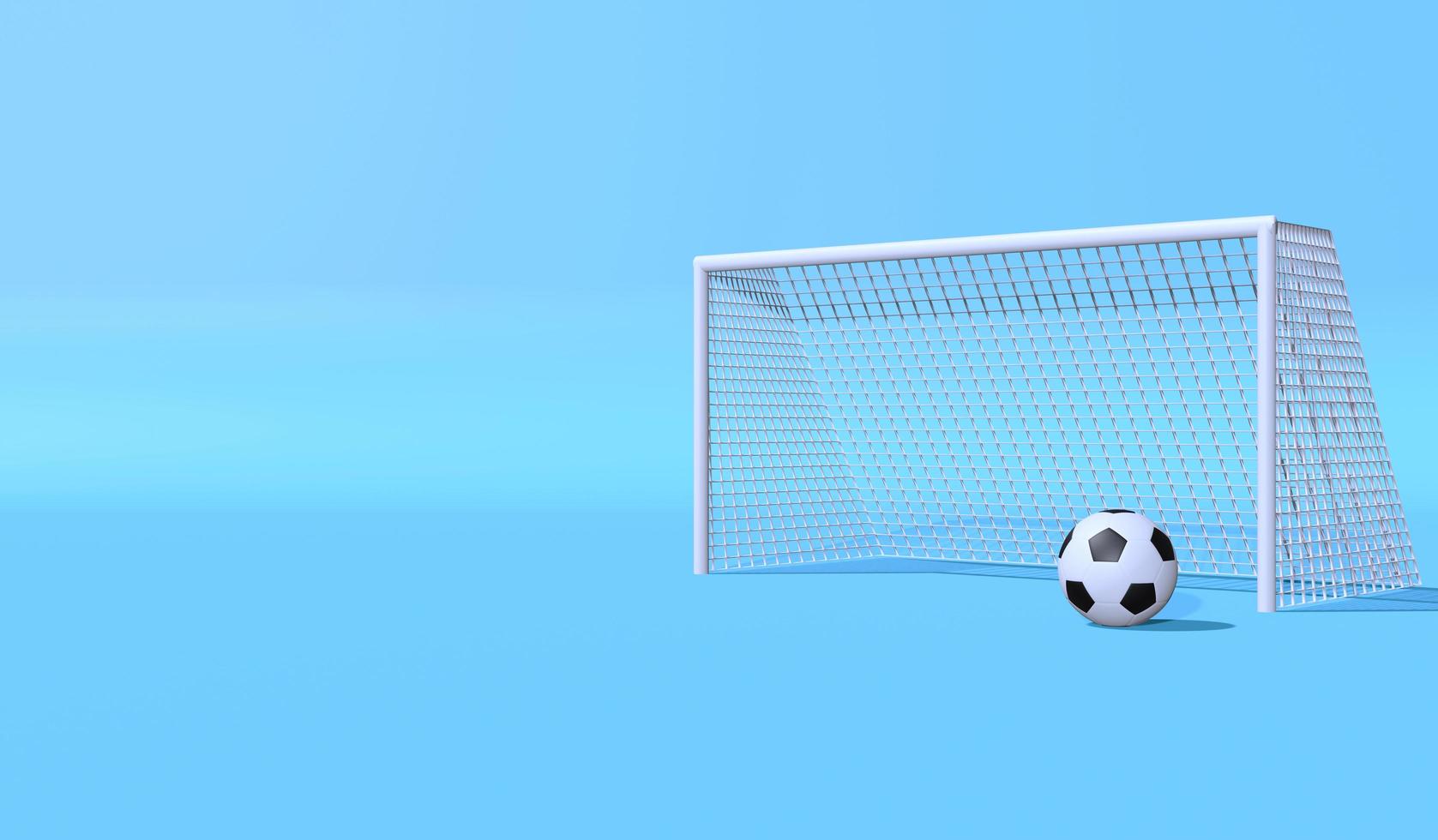 Rendu 3d illustration football et but dans le fond bleu doux photo