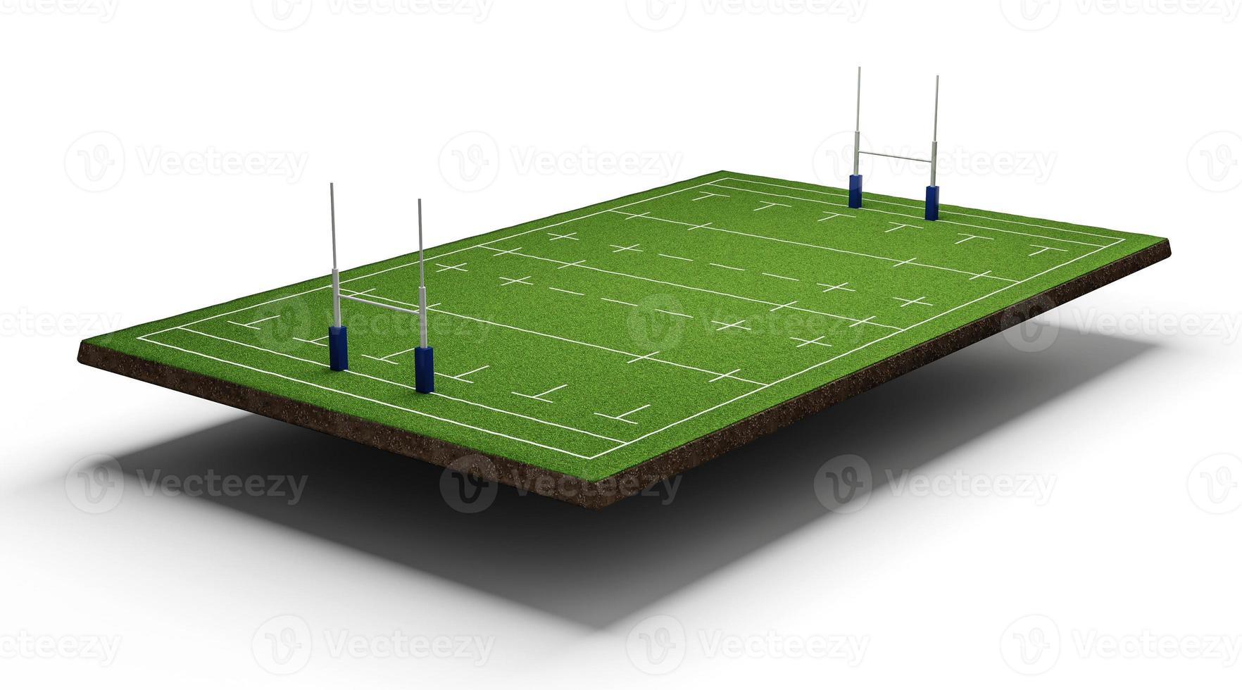 coupe transversale du terrain de football américain avec illustration 3d du terrain d'herbe du stade de rugby vert photo