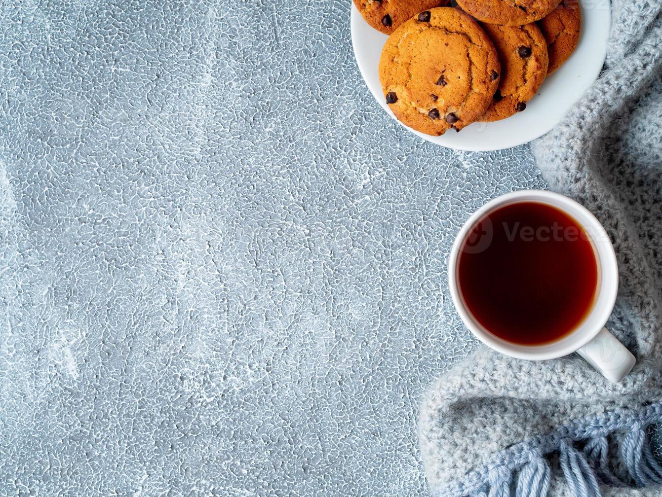 biscuits aux pépites de chocolat avec cacao, guimauve. photo