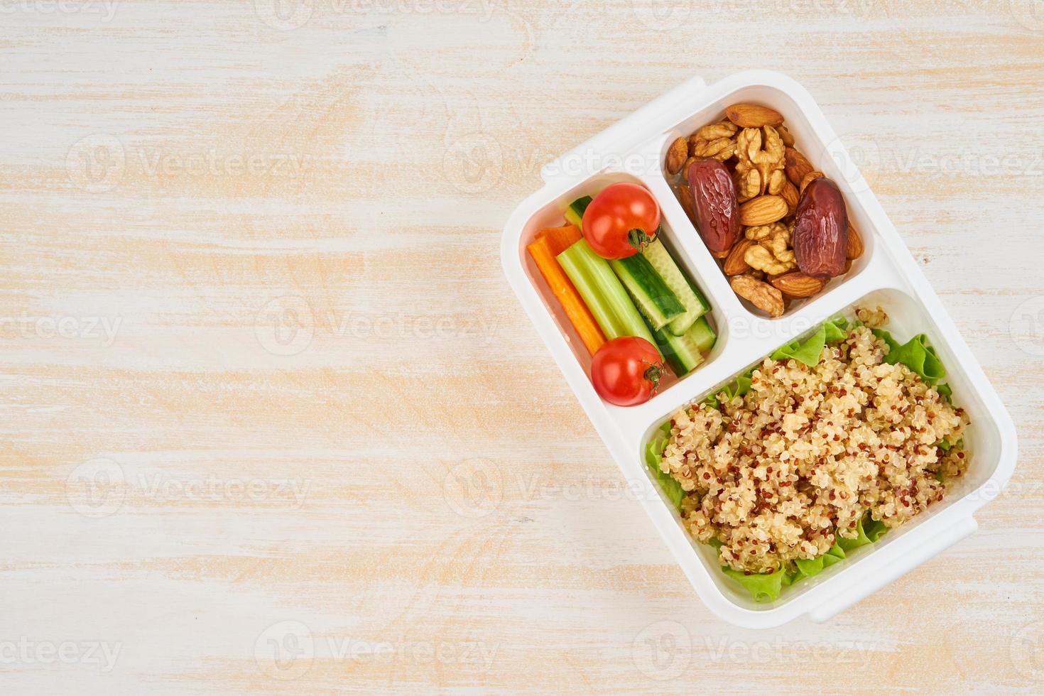 boîte à lunch végétalienne, espace de copie. menu végétarien sain, perte de poids, mode de vie sain photo