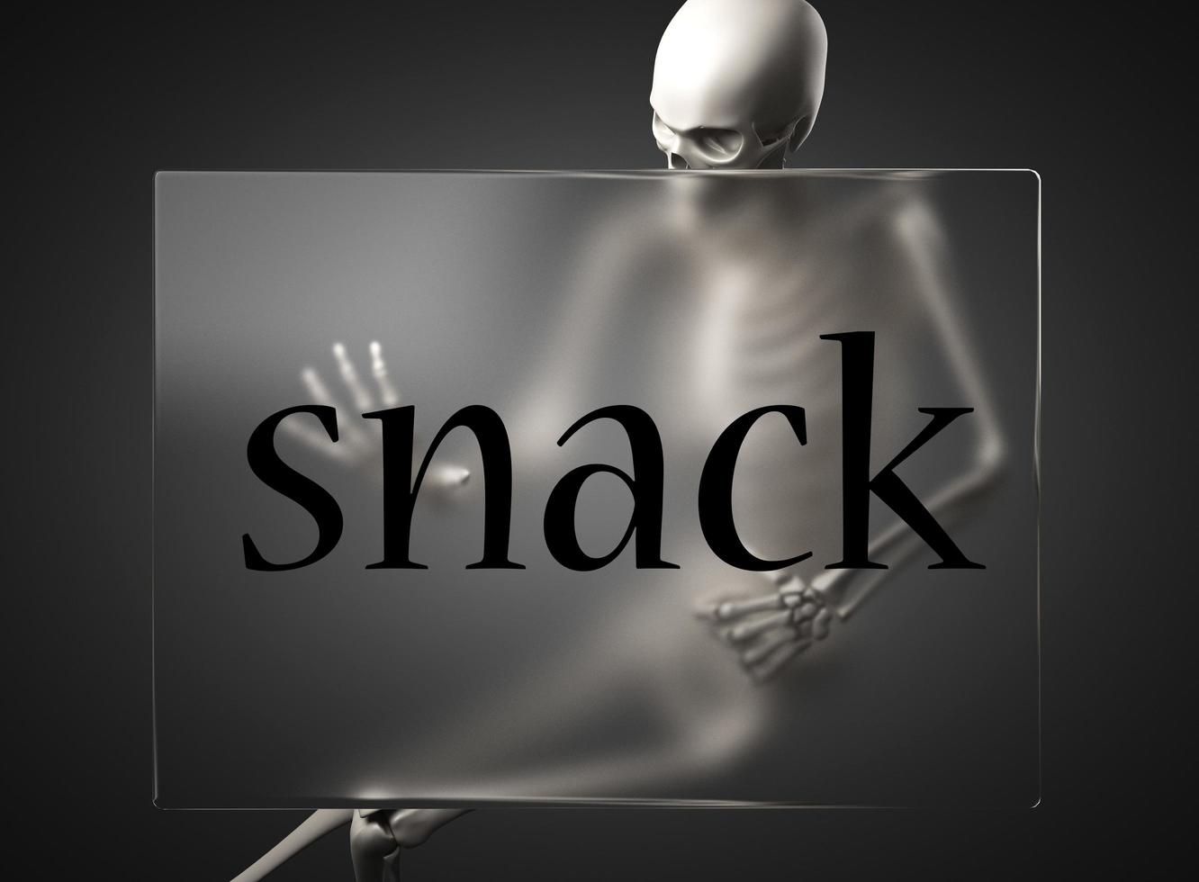 mot snack sur verre et squelette photo