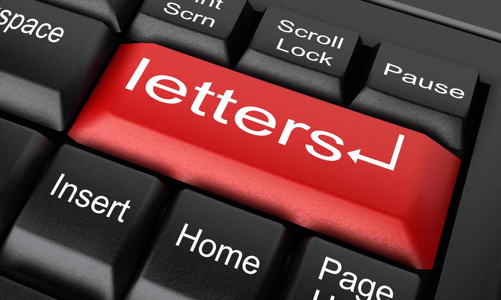 mot de lettres sur le bouton rouge du clavier photo