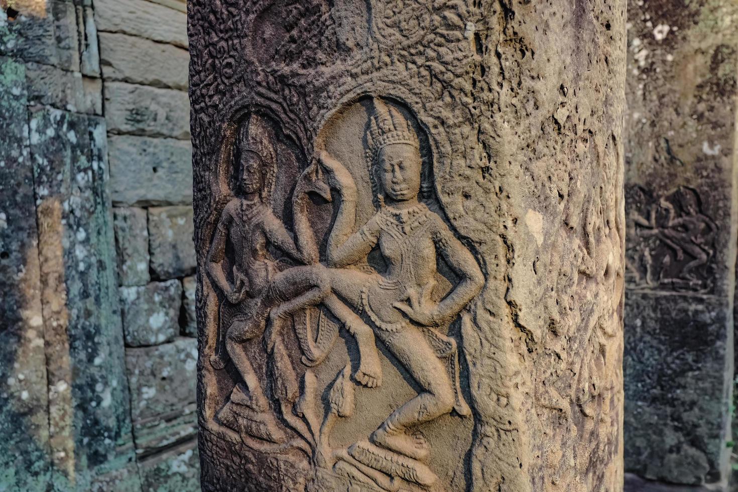 art mural ancien à angkor wat siem reap cambodge, merveille du monde photo