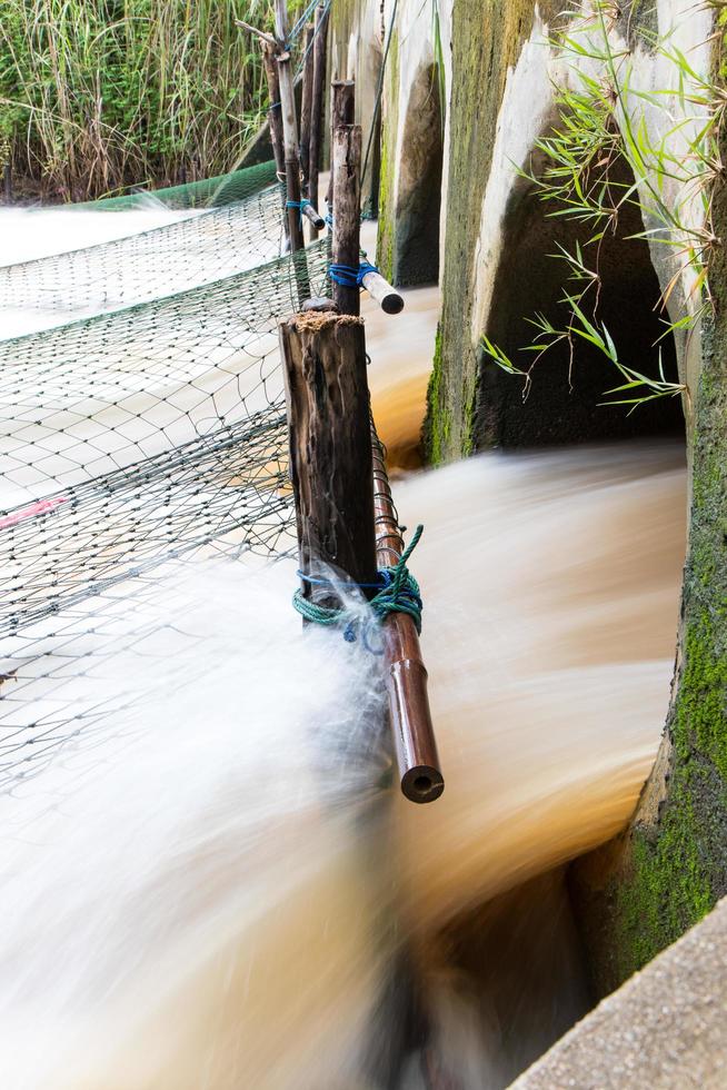 pièges à poissons à mailles à débit d'eau. photo