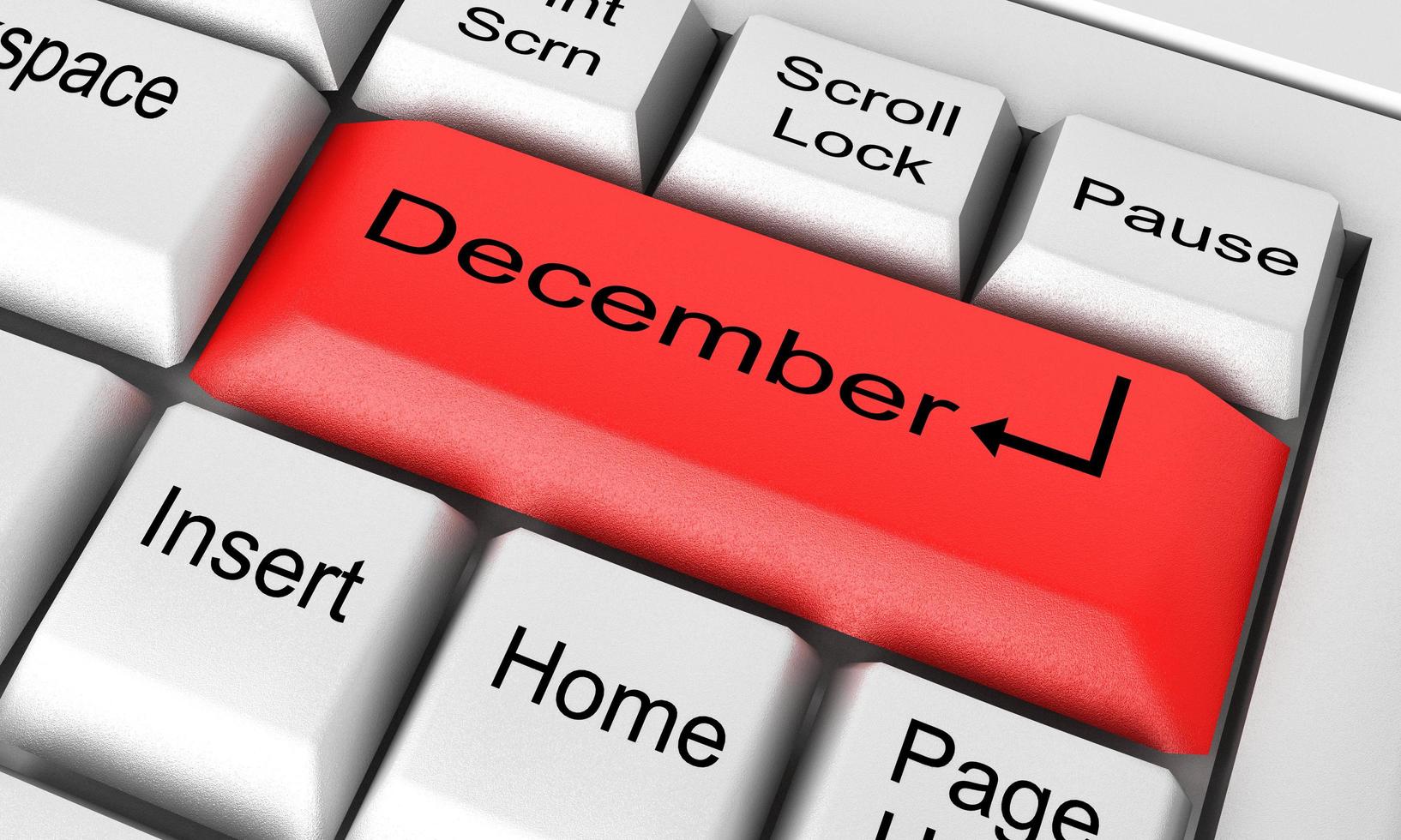 Mot de décembre sur clavier blanc photo
