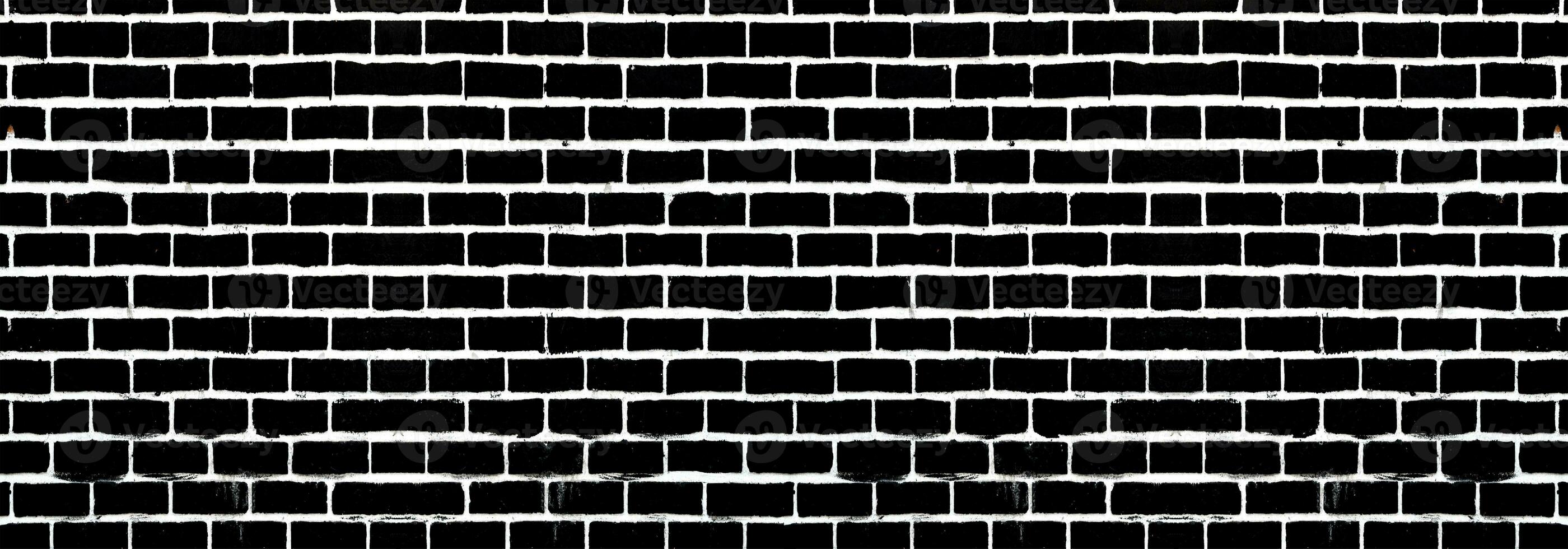 panorama de mur de briques noires et blanches. texture de brique abstraite pour la conception ou le papier peint. photo