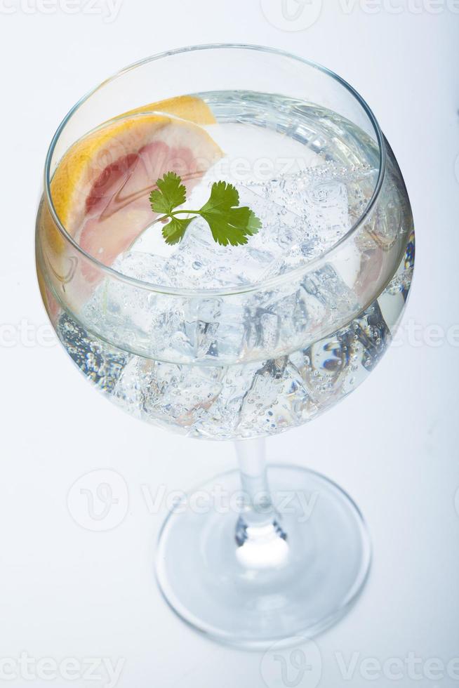 pamplemousse et persil gin tonic isolé sur blanc photo
