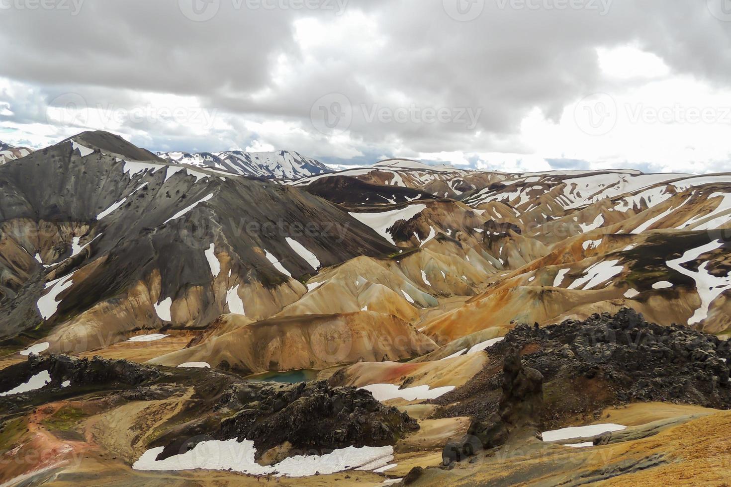 paysage coloré de la vallée de montagne landmannalaugar laugavegur en islande photo