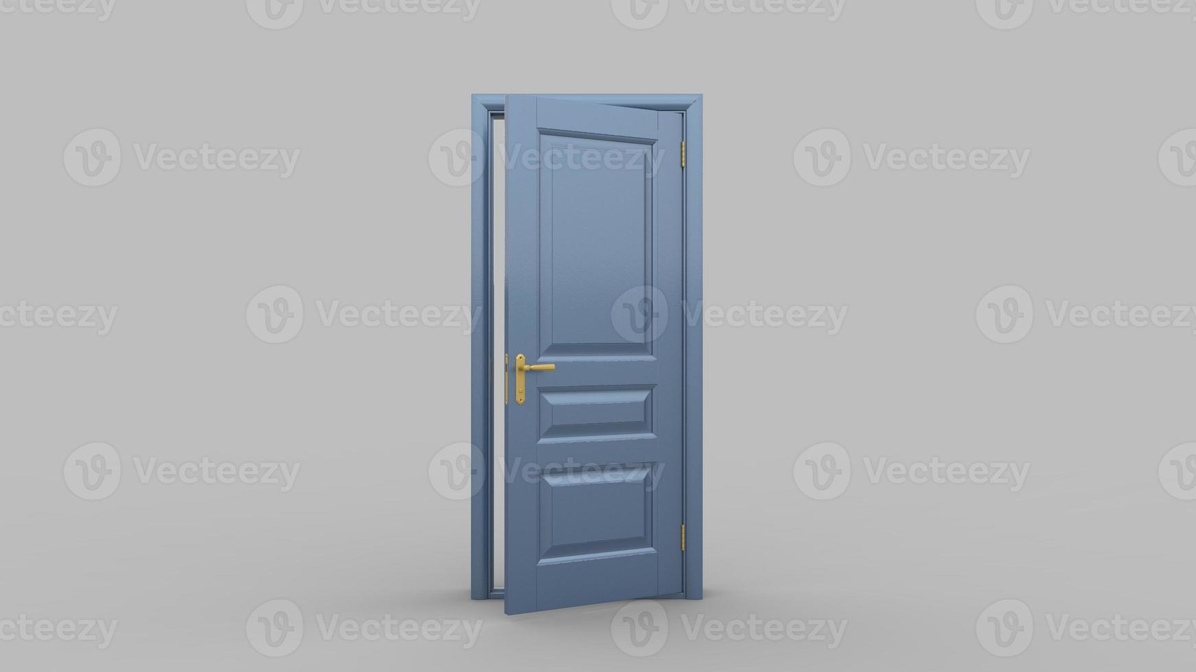 illustration créative de porte ouverte et fermée, porte d'entrée réaliste isolée sur fond 3d photo