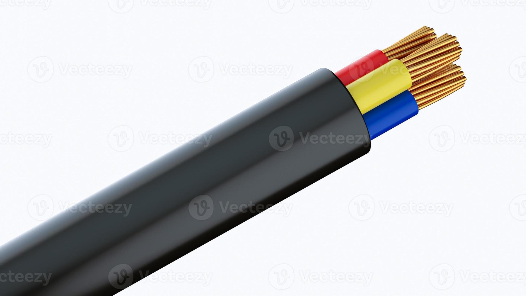 détail du câble à fibre optique isolé sur fond blanc illustration 3d photo