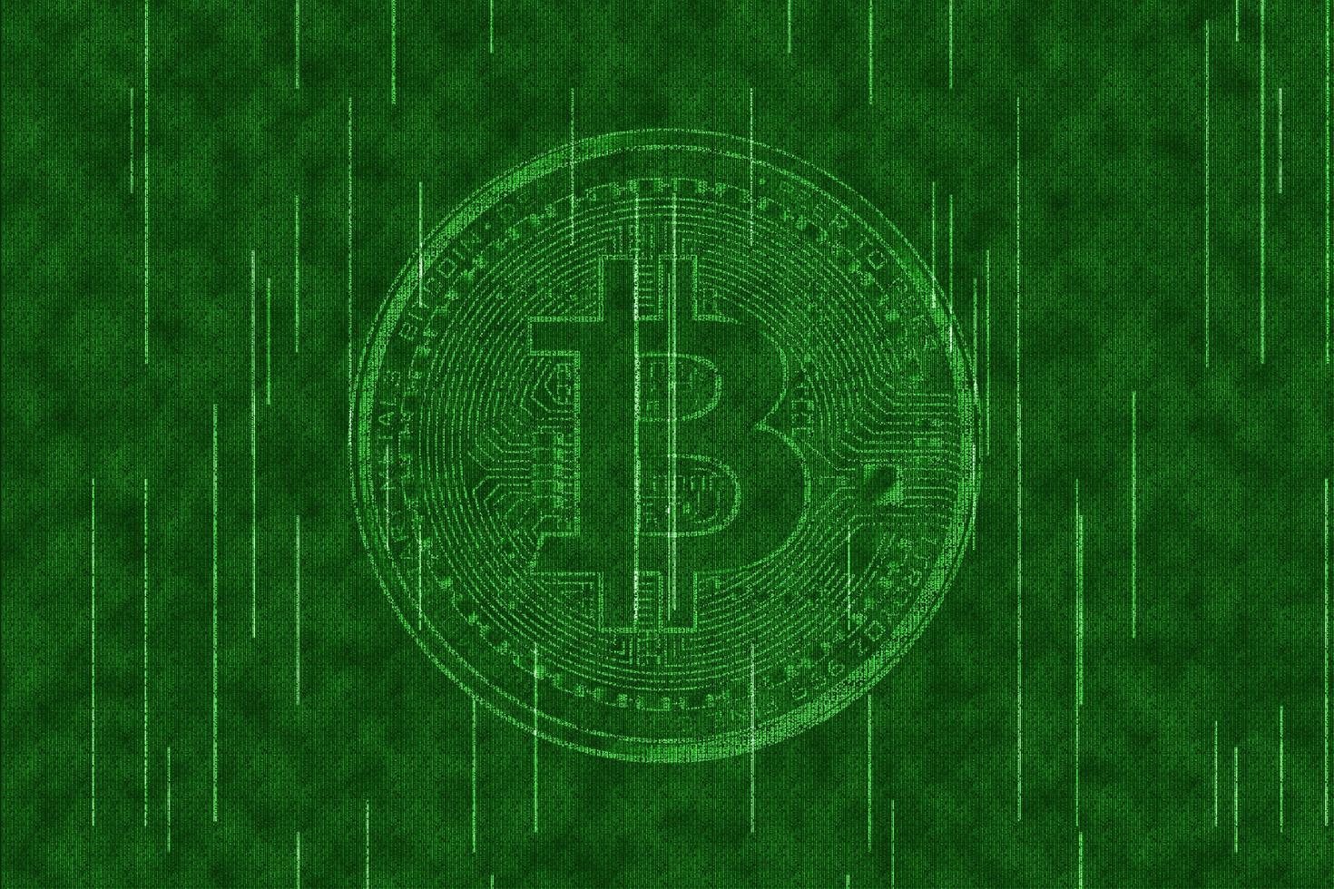 la matrice bitcoin avec les symboles verts. photo