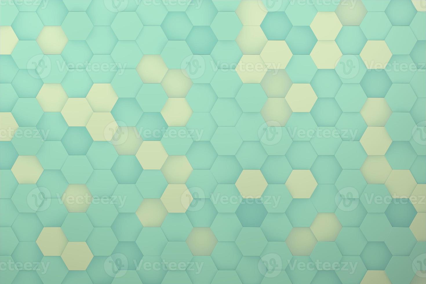 abstrait vert et olive hexagone wall background conception de rendu 3d. visualisation tridimensionnelle propre et moderne photo