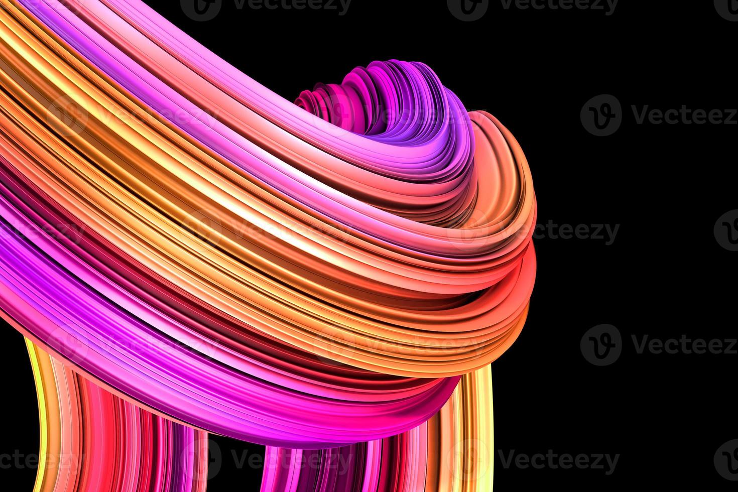 fond noir abstrait moderne avec rendu 3d de forme liquide de flux coloré torsadé photo