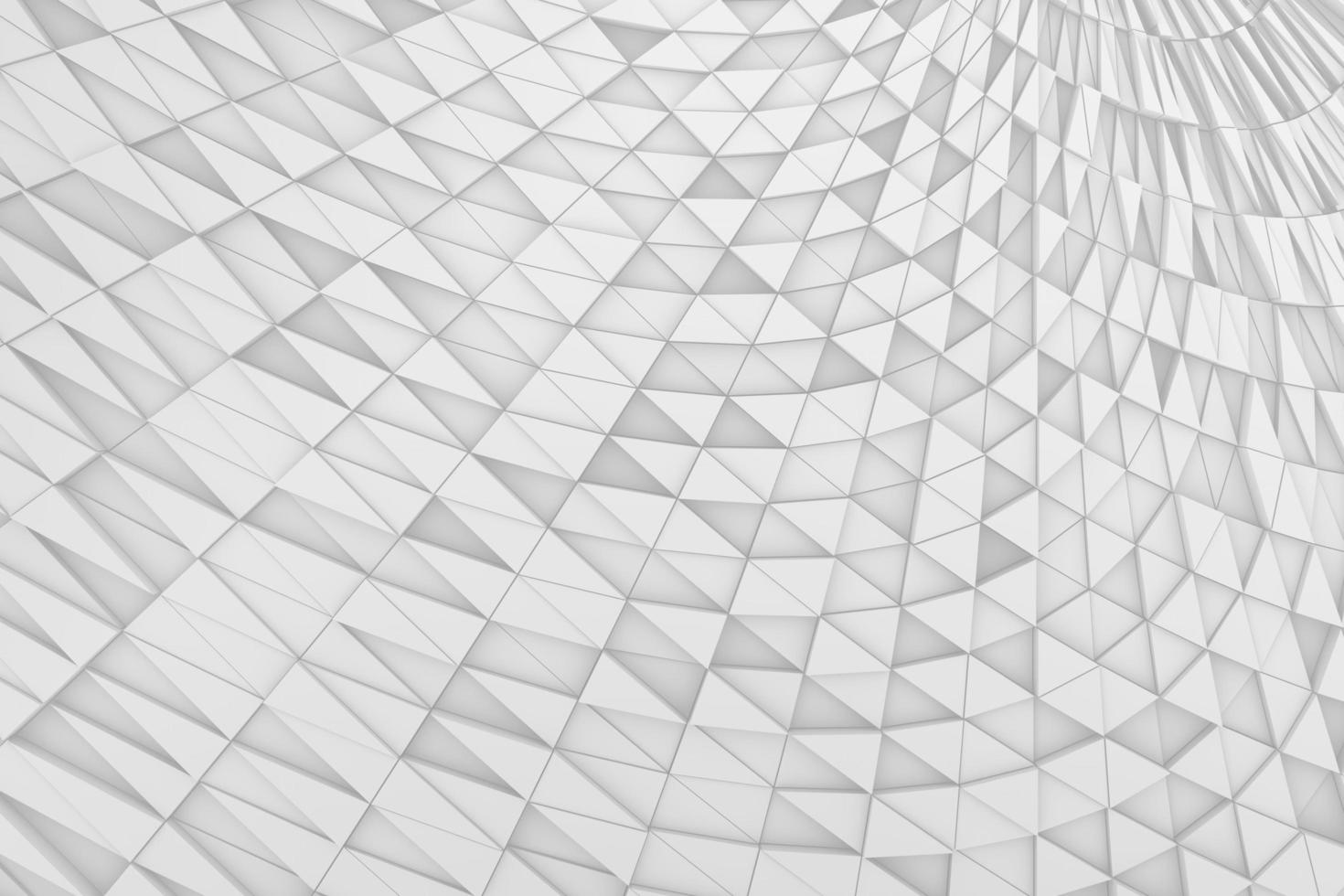 arrière-plan abstrait blanc mosaïque vue de dessus futuriste incurvé. rendu 3d réaliste des cellules triangulaires géométriques brisées photo