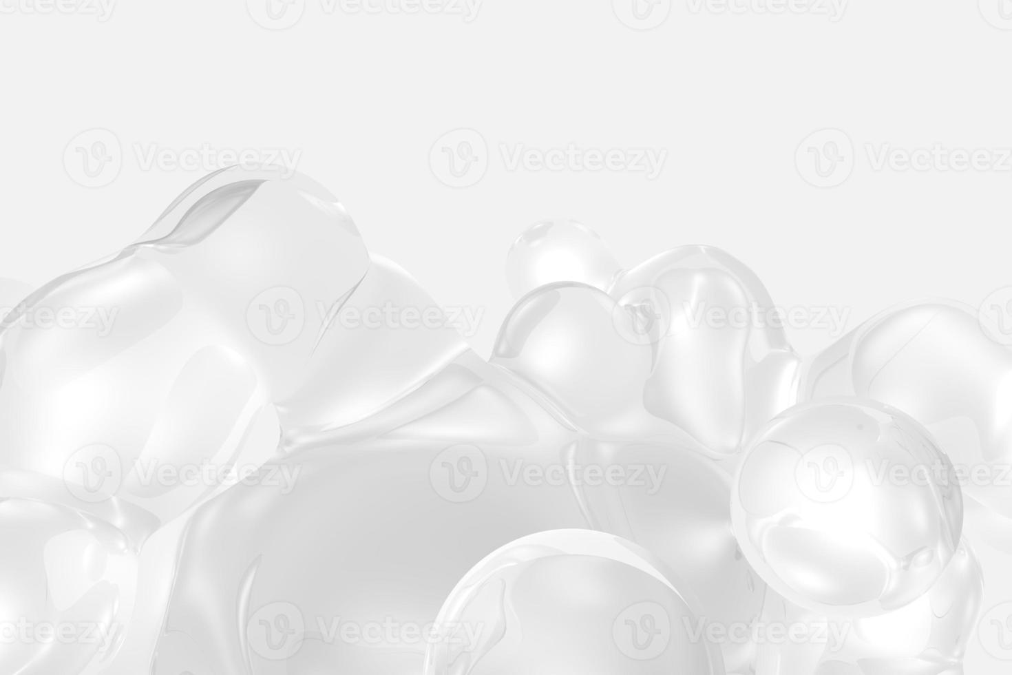 illustration 3d de blobs liquides flottants. abstrait, bulles de savon, gouttes de liquide et fond blanc metaball photo