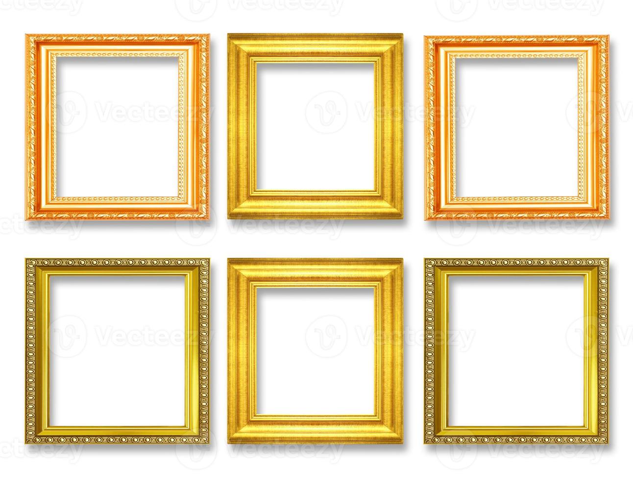 ensemble de cadre vintage doré isolé sur fond blanc photo
