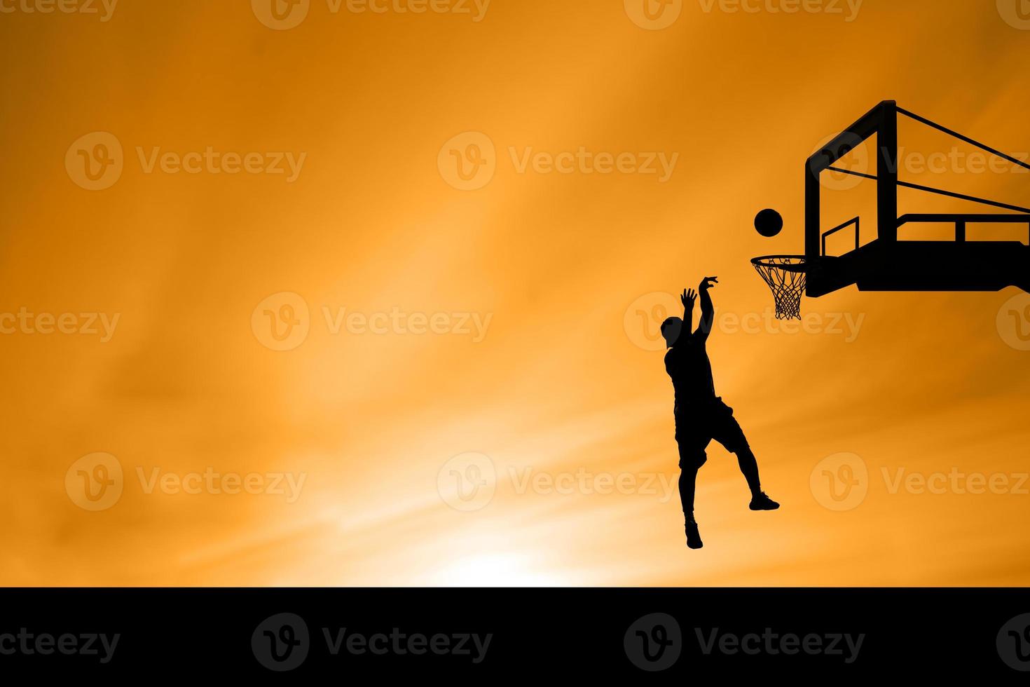 basketteur, silhouette, sauter photo