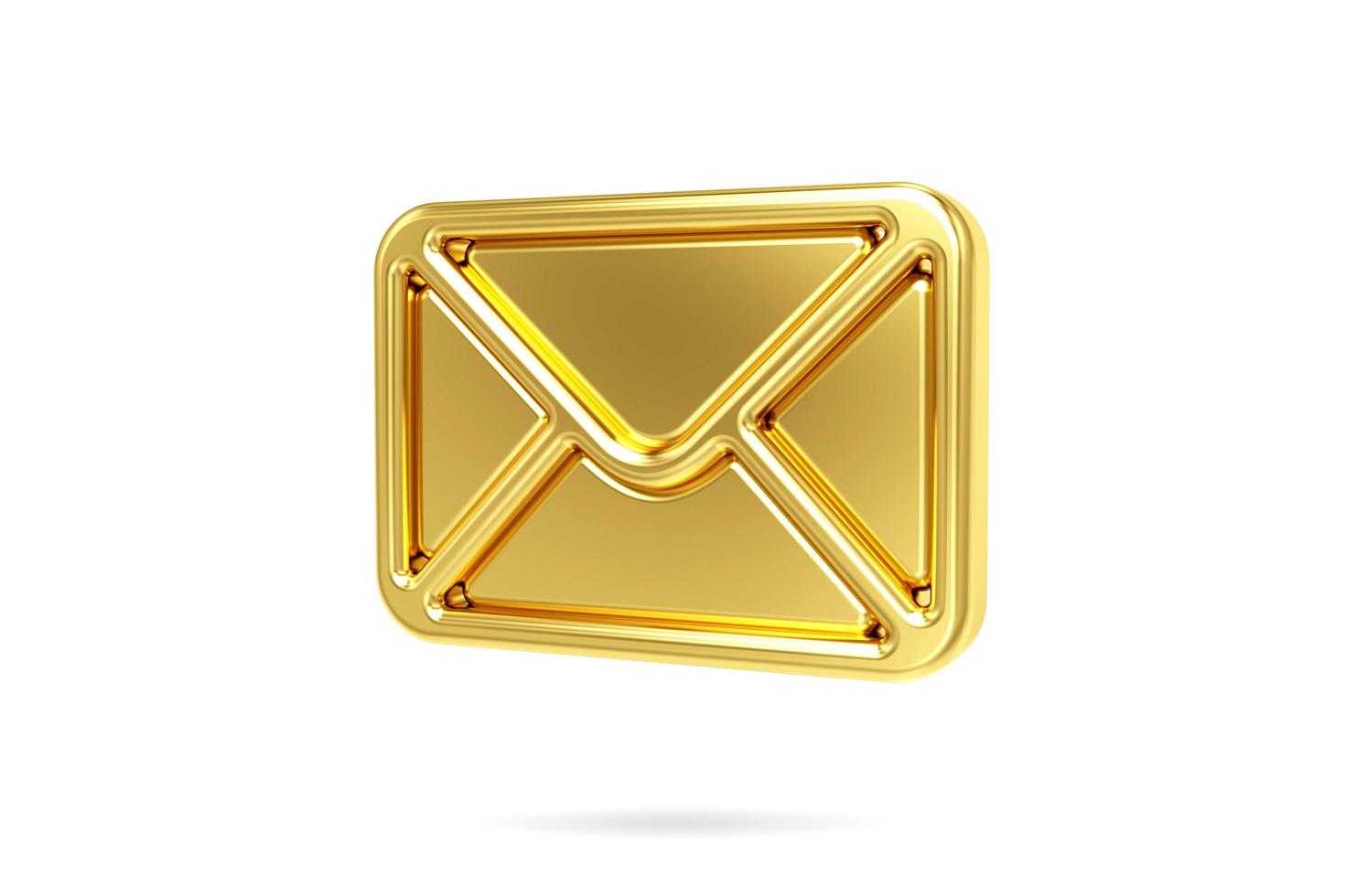 icône de courrier or 3d isolé sur fond blanc. signe d'enveloppe. icône de messagerie. icône de la lettre. rendu 3d photo