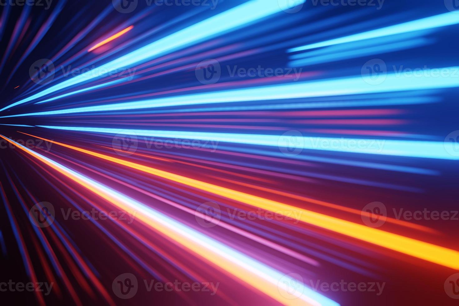 tunnel de vitesse hyperespace futuriste traînées lumineuses arrière-plan rendu 3d photo